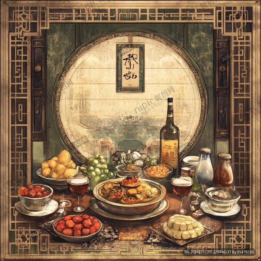 古風膳食素材