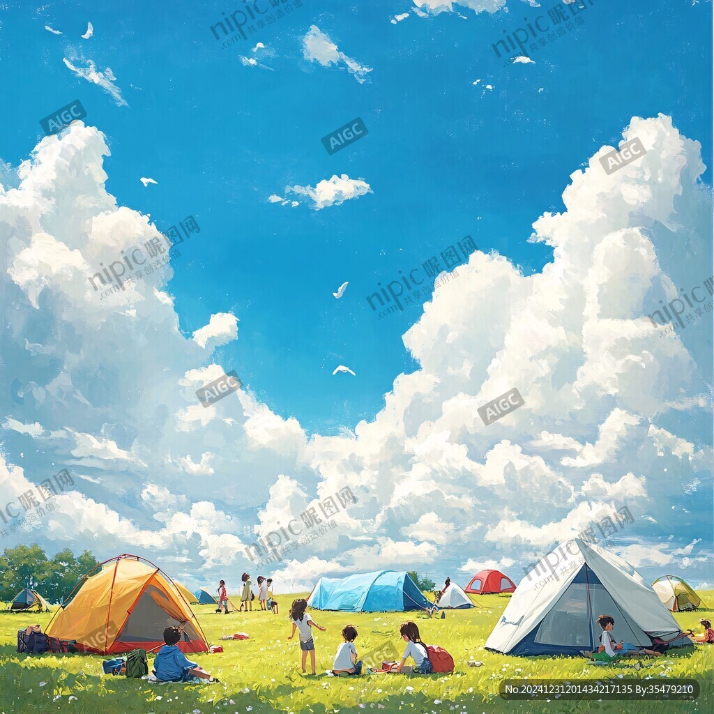 戶外露營插畫kv