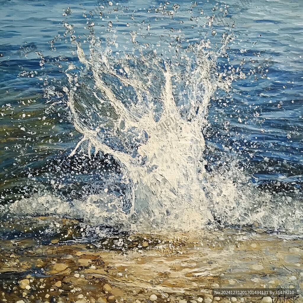 浪花油畫