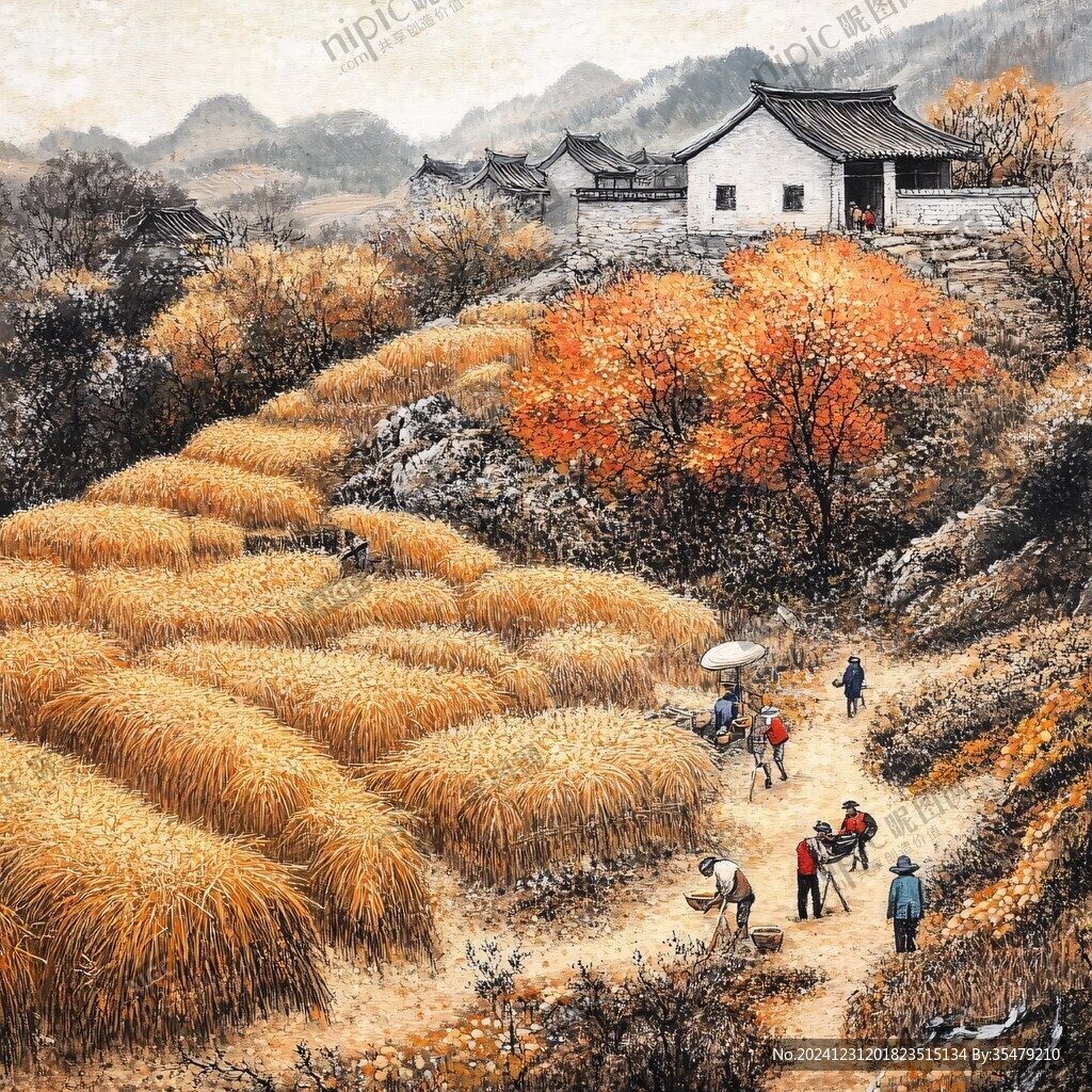 農(nóng)家豐收油畫