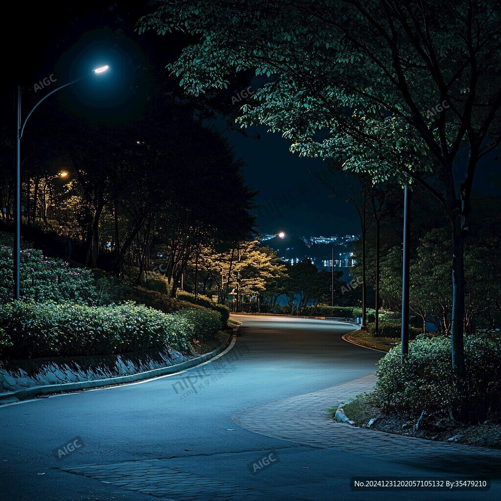 道路藍色調夜景