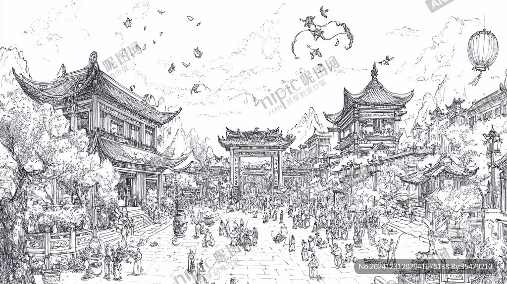 金馬碧雞坊線稿