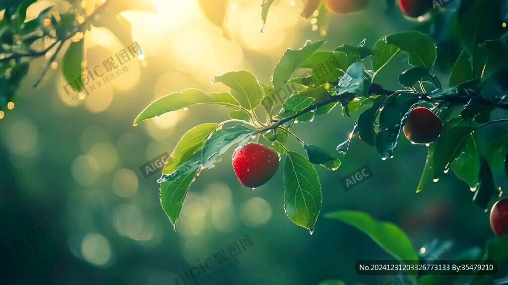 逆光下的紅果