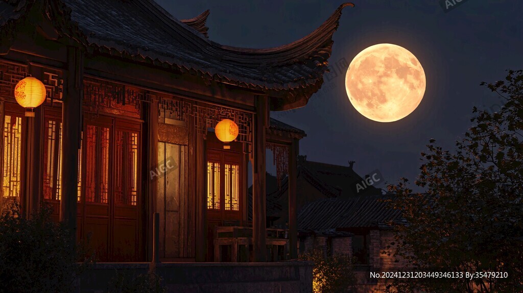 月光下的古建筑