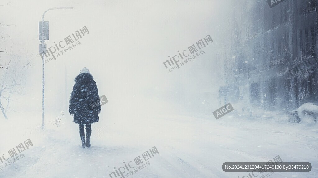 積雪街道行人