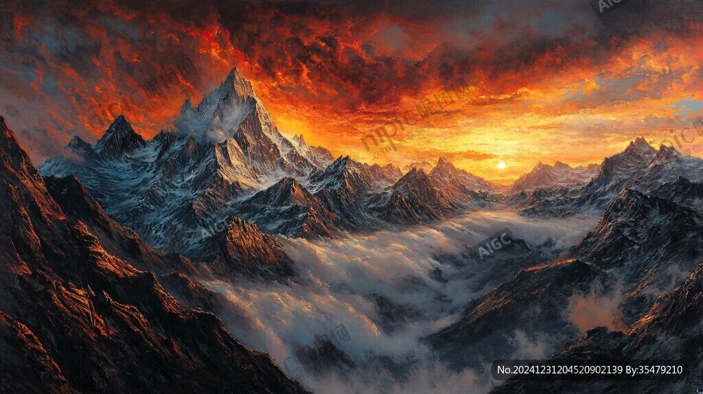 壁畫電腦畫山脈高山