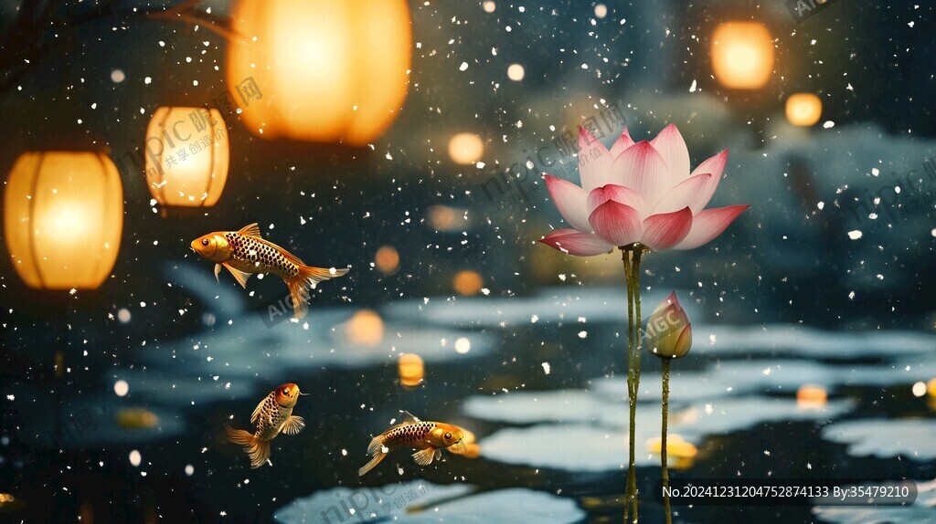 池塘花燈