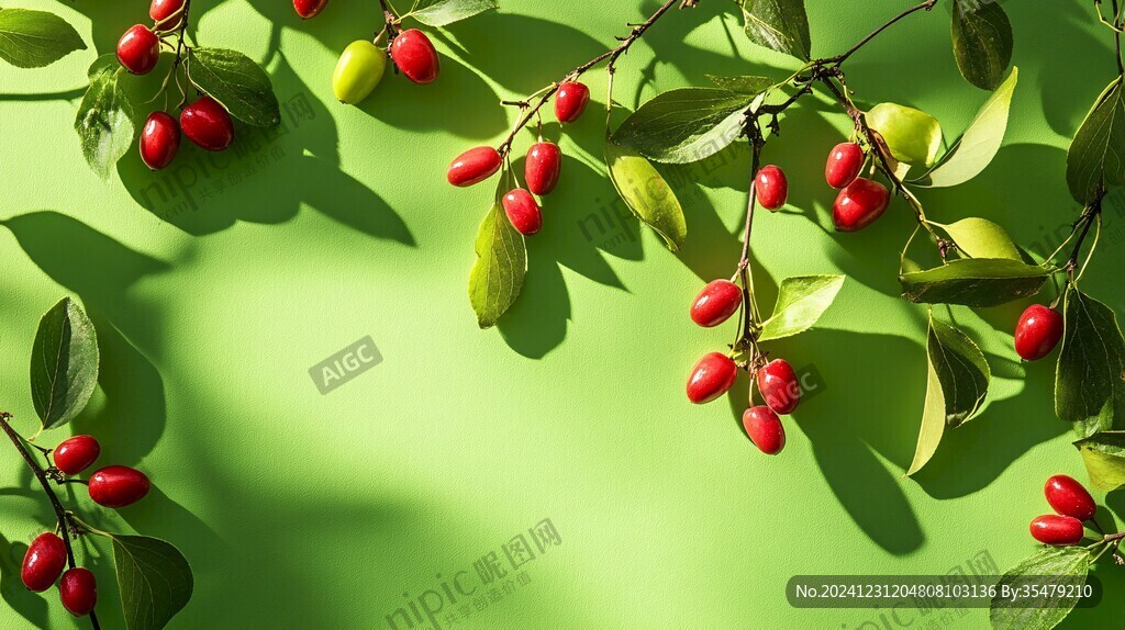 綠葉枝頭紅果