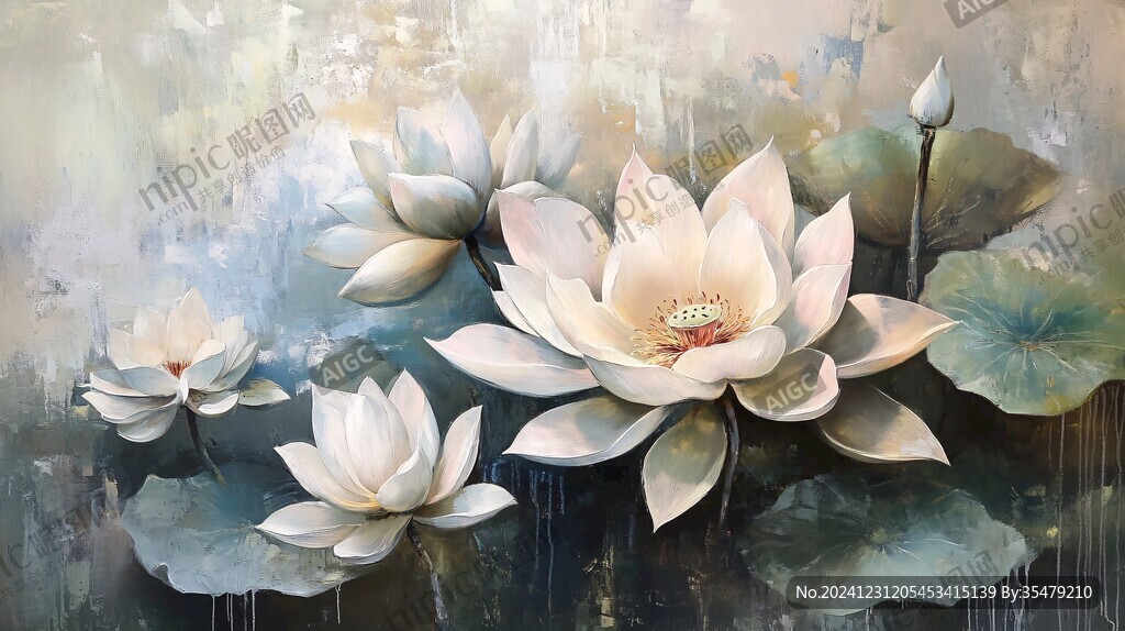 3d荷花裝飾畫