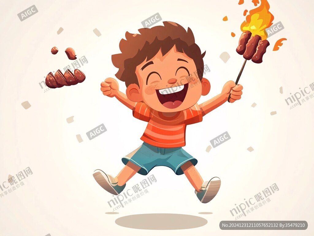 小孩點爆竹插畫