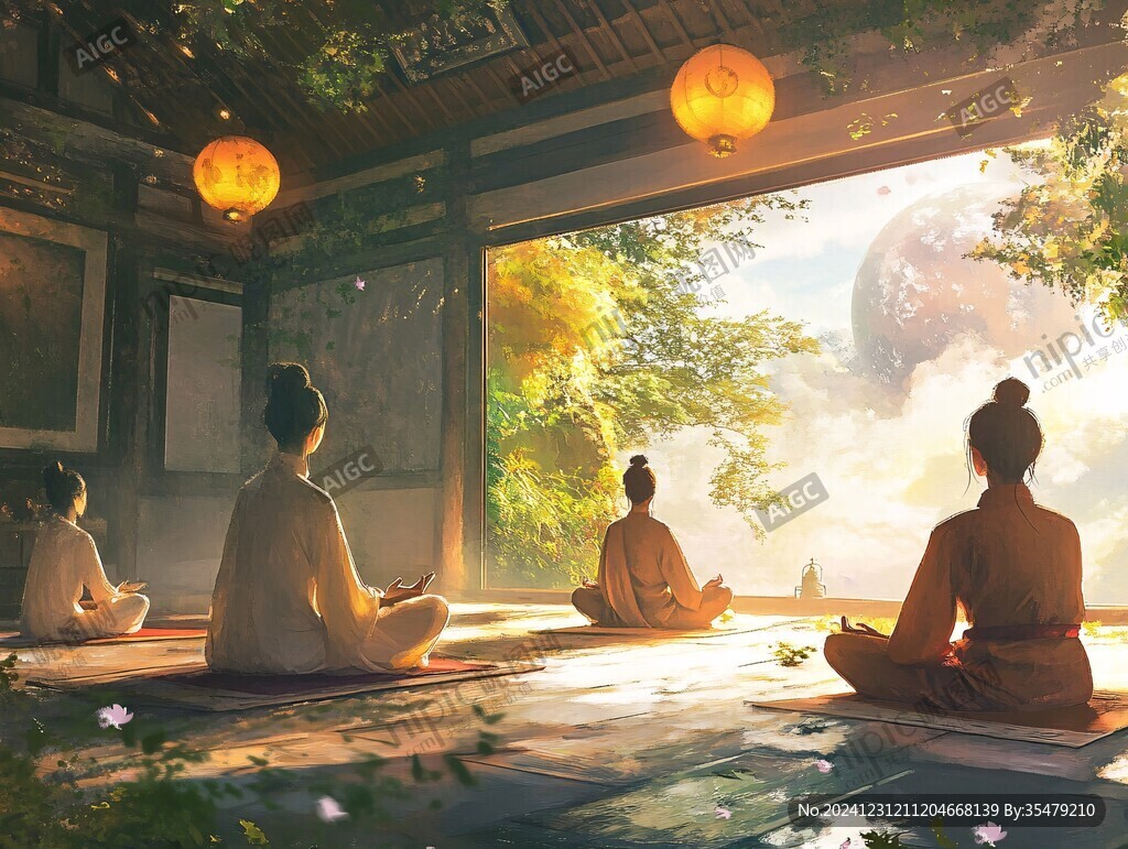 打坐參禪背景