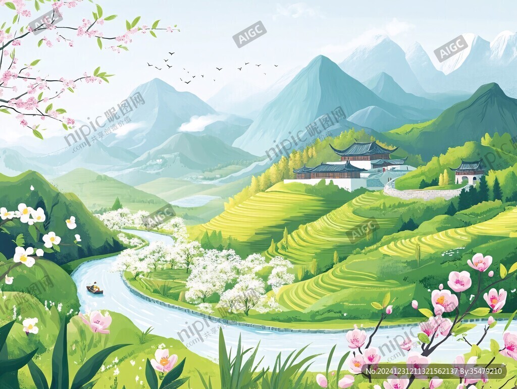 江南香山風(fēng)景區(qū)插畫