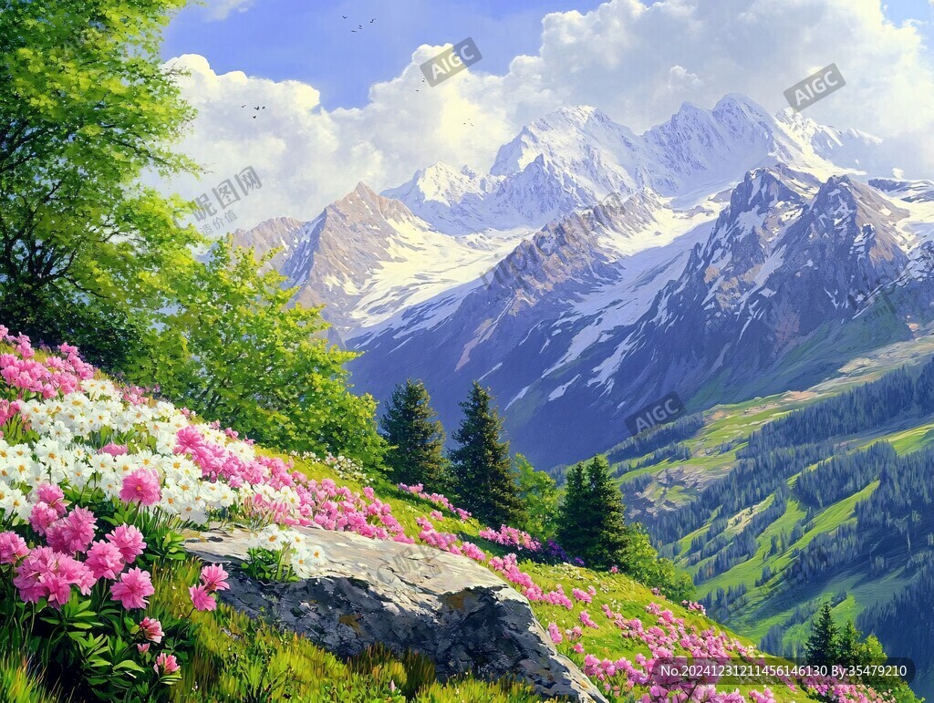 壁畫電腦畫山脈高山