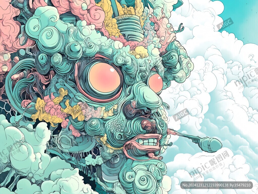 潮牌煙霧插畫