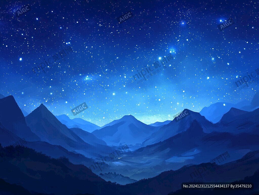 山區(qū)丘陵夜景