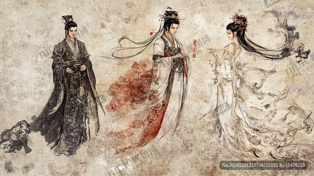紅裝男衣侍女壁畫