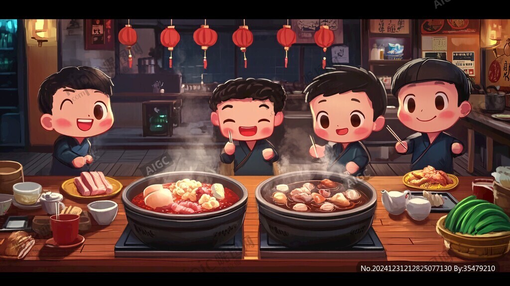 春節(jié)火鍋插畫