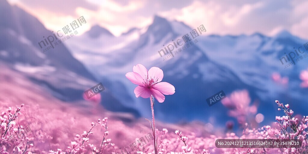 雪山下的花