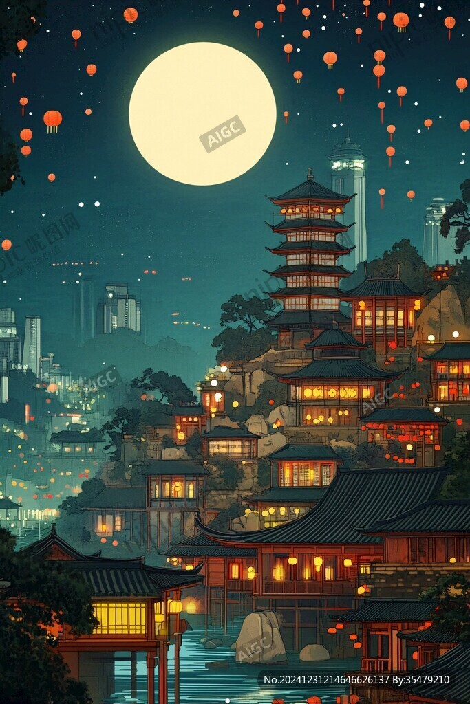 甲秀樓插畫