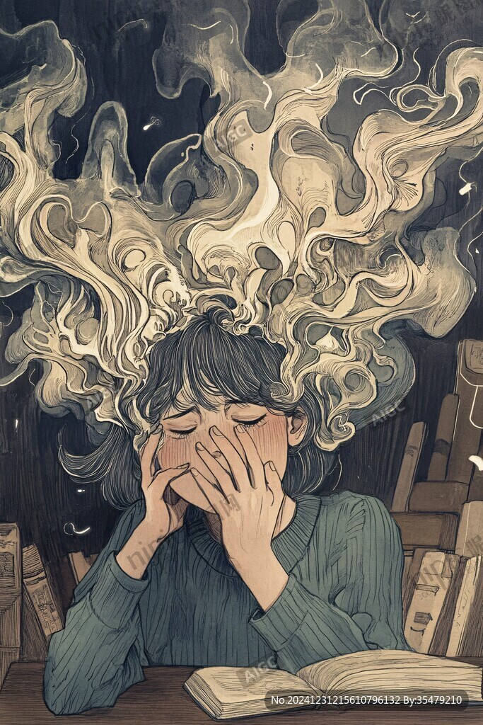 女孩生氣插畫