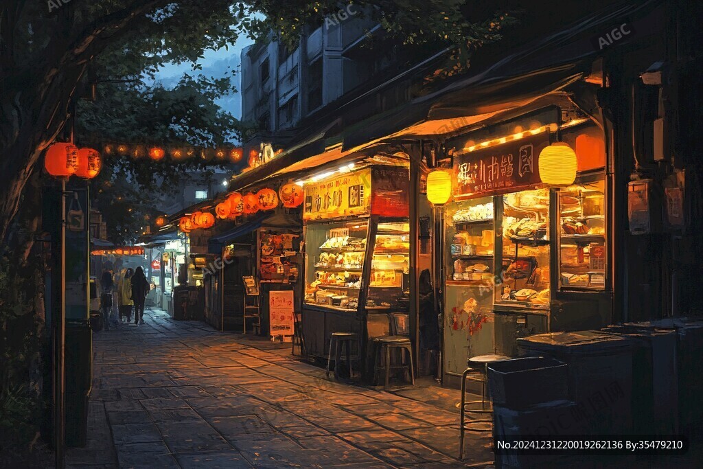 街道夜景小吃一條街