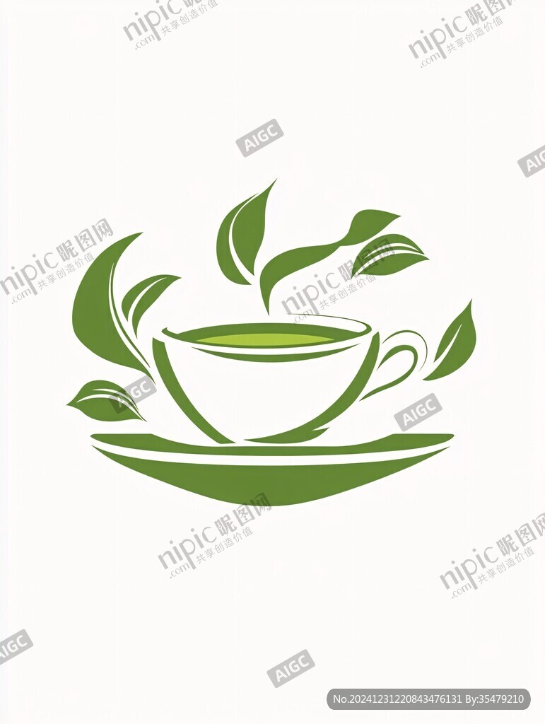 茶杯茶葉logo