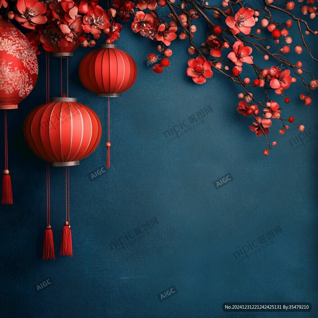 燈籠梅花背景圖