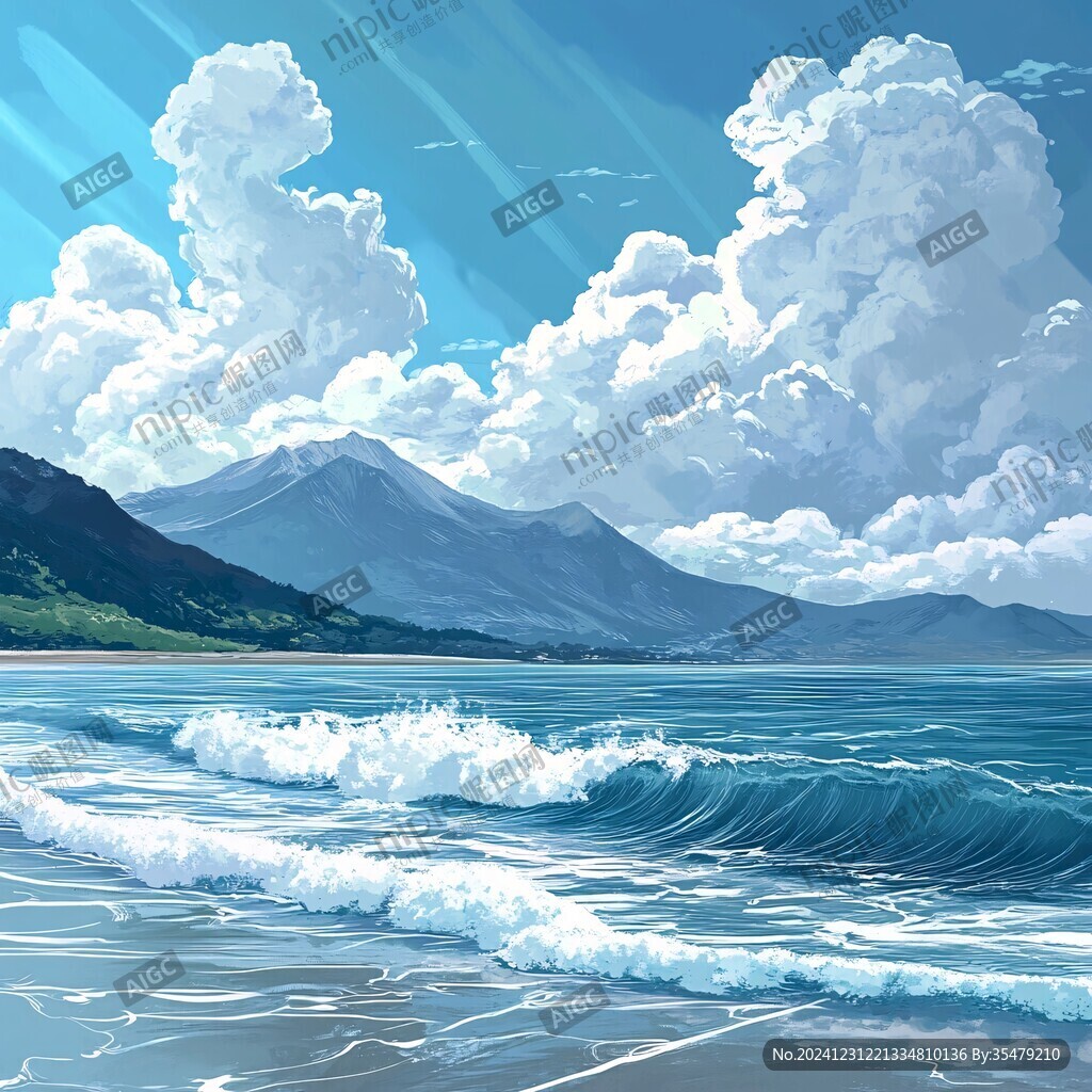 插畫海邊