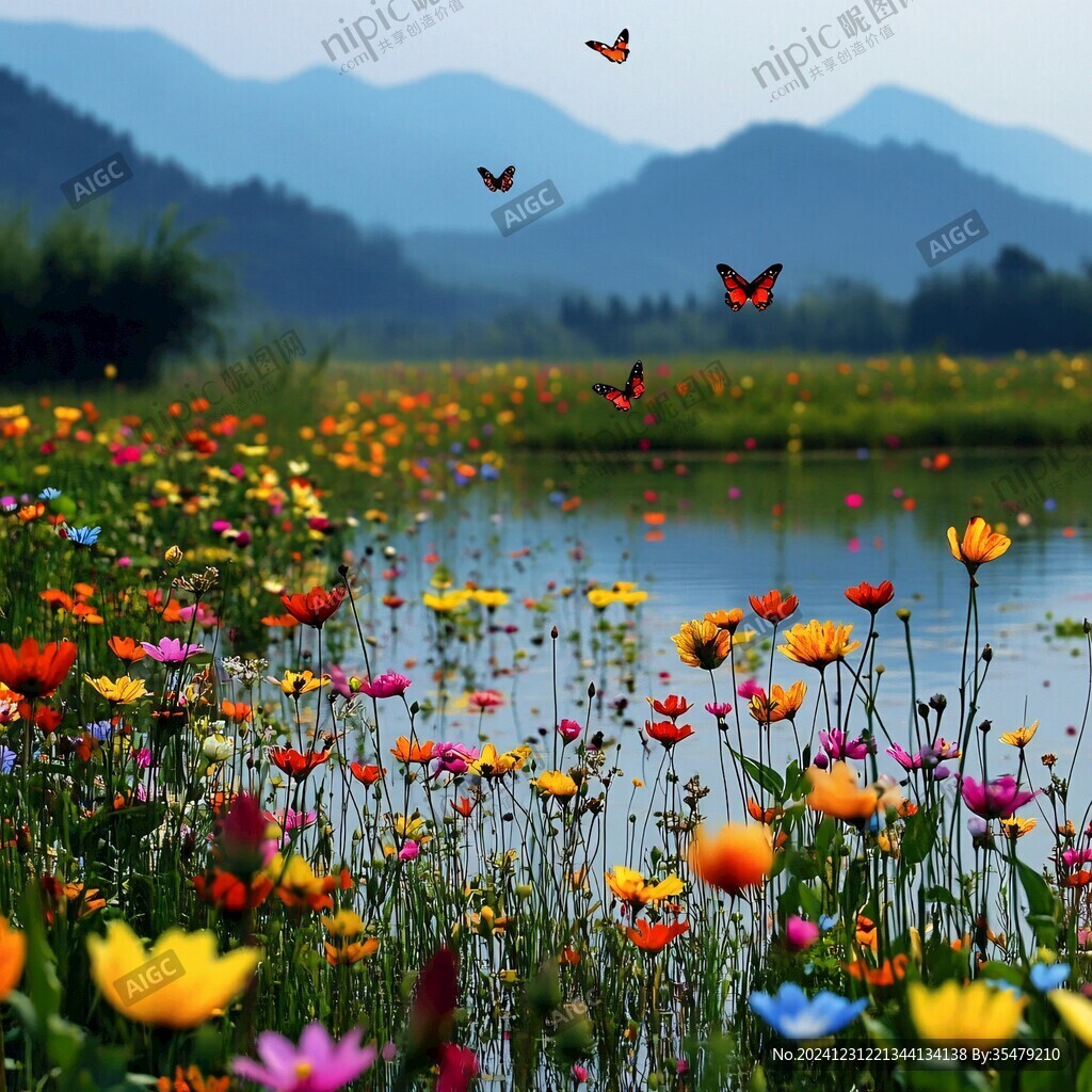 格桑花叢蝴蝶