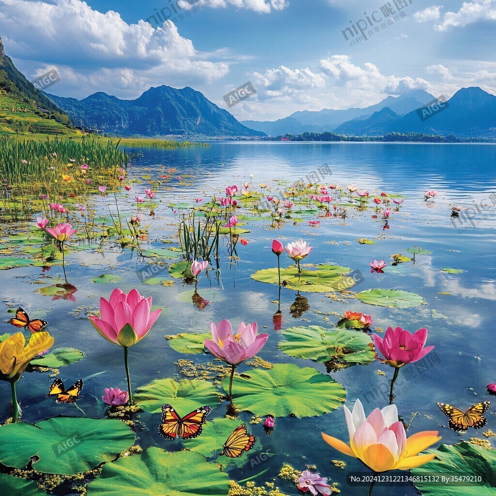 湖泊蓮花美景