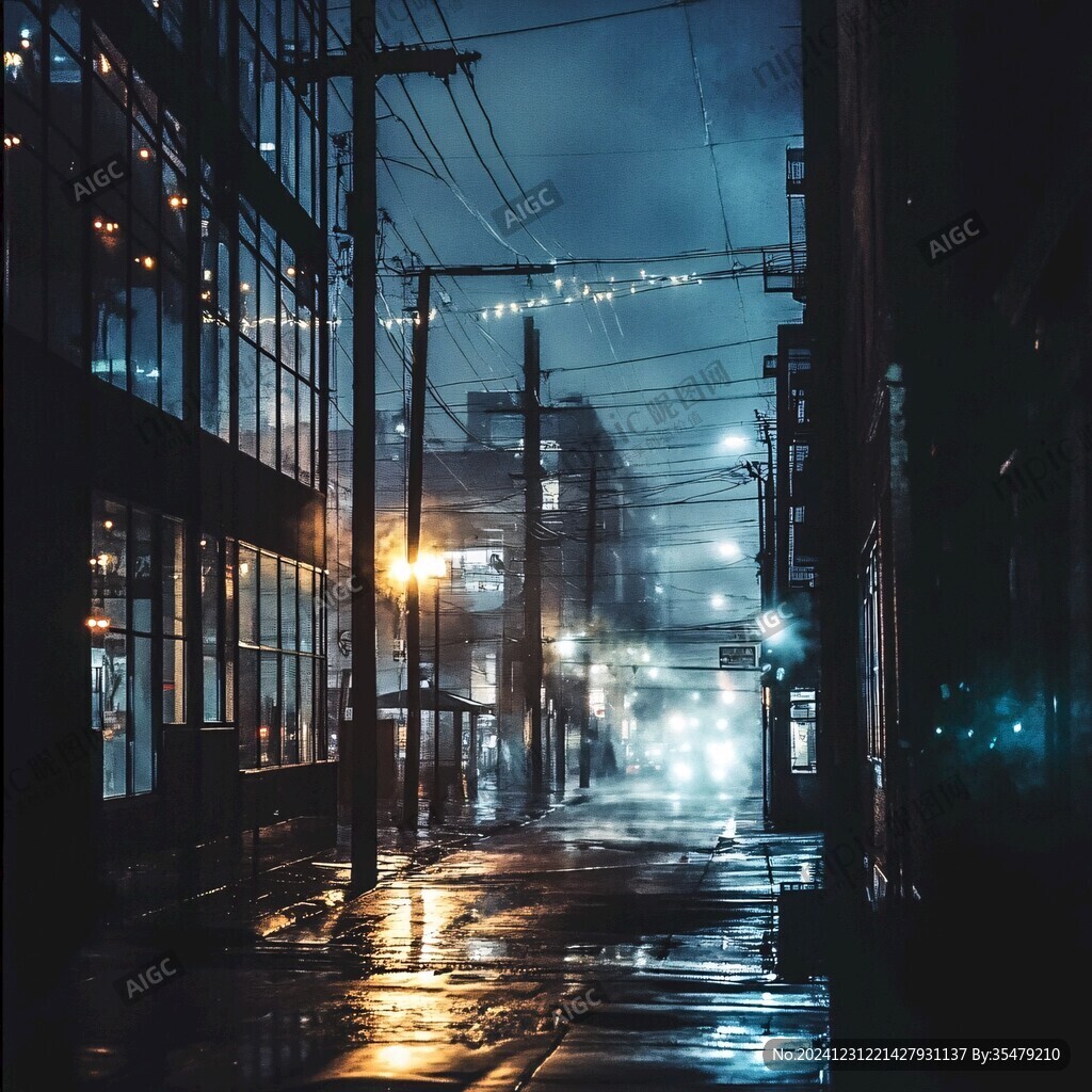 鋼鐵城市雨天的城市