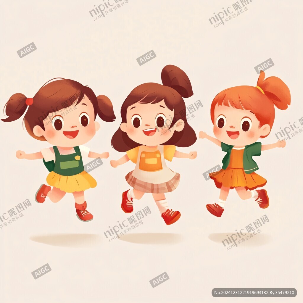 兒童奔跑插畫