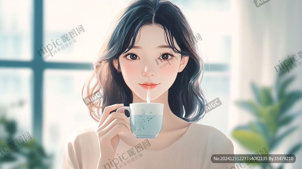 喝奶茶的女生