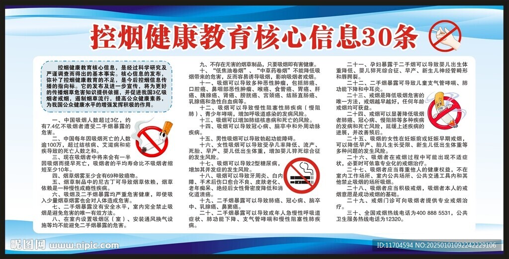 控煙健康教育核心信息宣傳欄