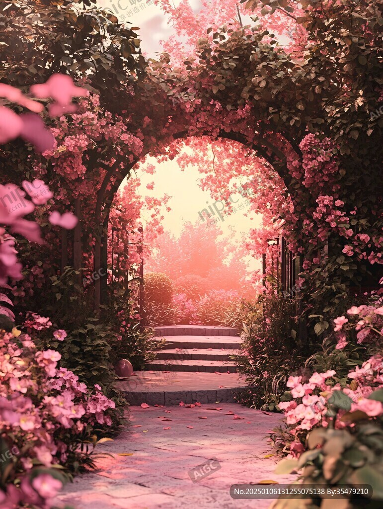 唯美薔薇花小路