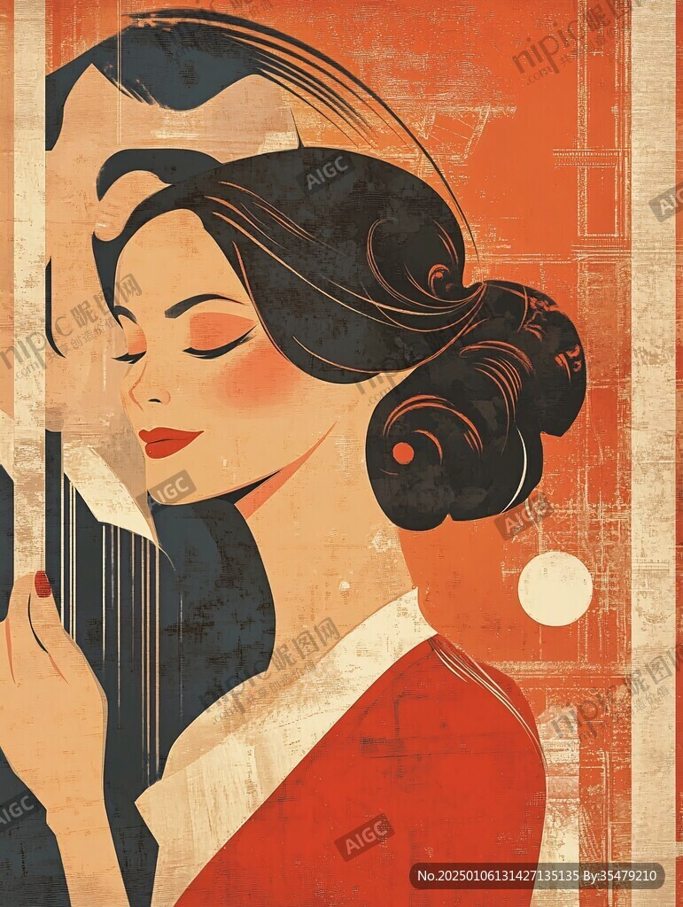 復(fù)古風(fēng)美女插畫(huà)