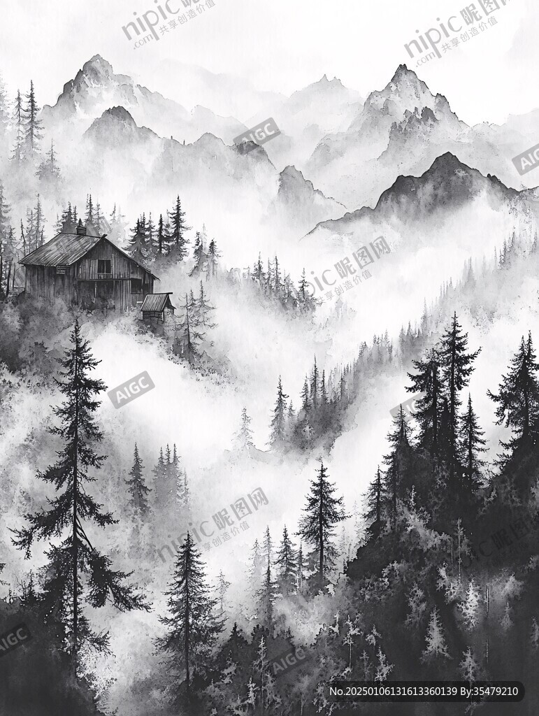 森林水墨畫