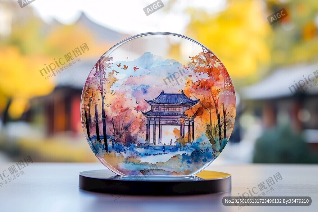 水晶球中的秋景