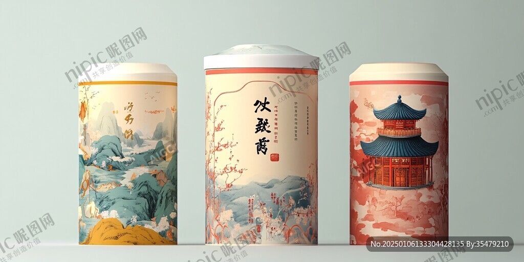 茶葉罐包裝插畫