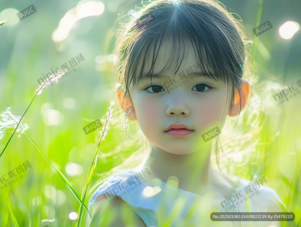 逆光的小女孩