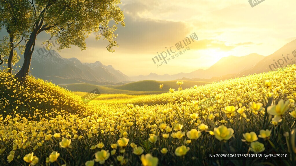 唯美花田場景