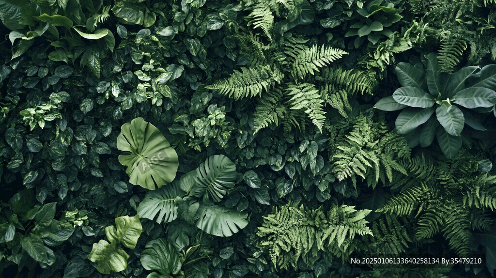 綠葉植物背景墻