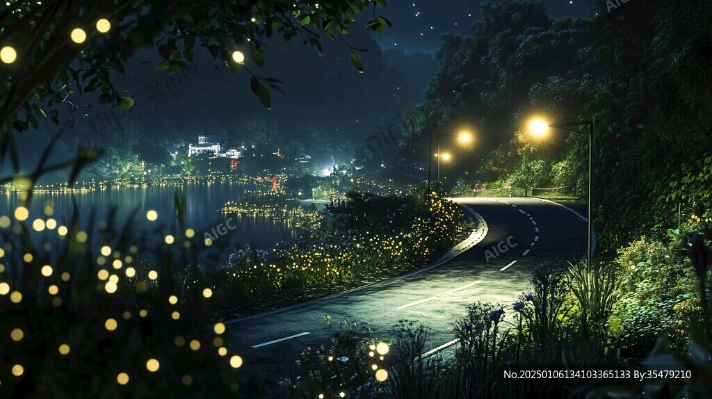 山路燈光