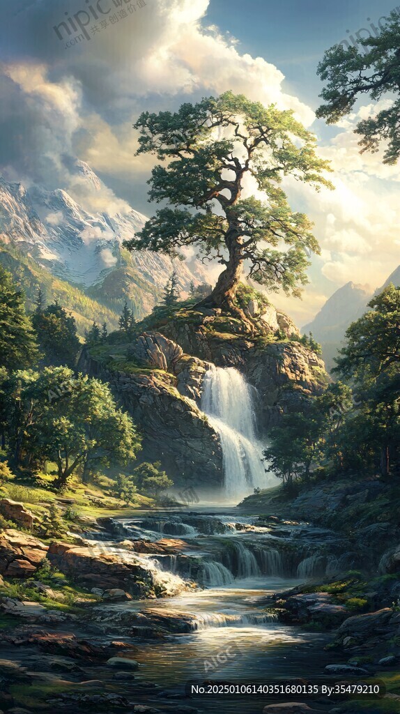 唯美風景山間流水