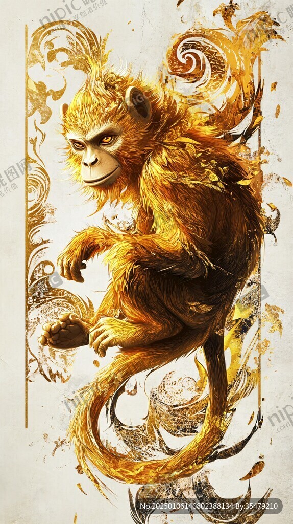 手繪金猴圖片