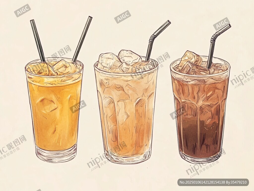 手繪奶茶插畫