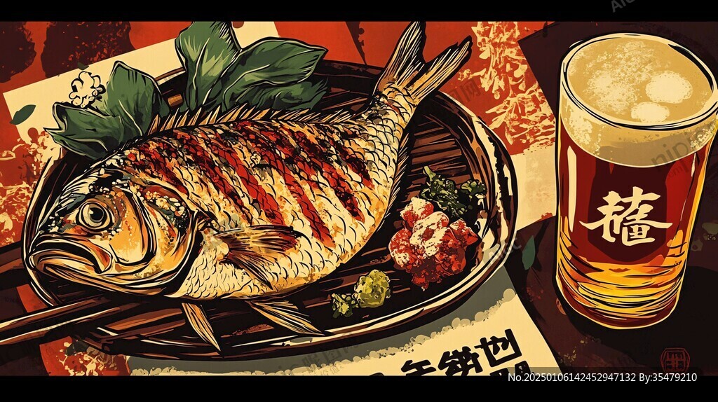 啤酒魚插畫