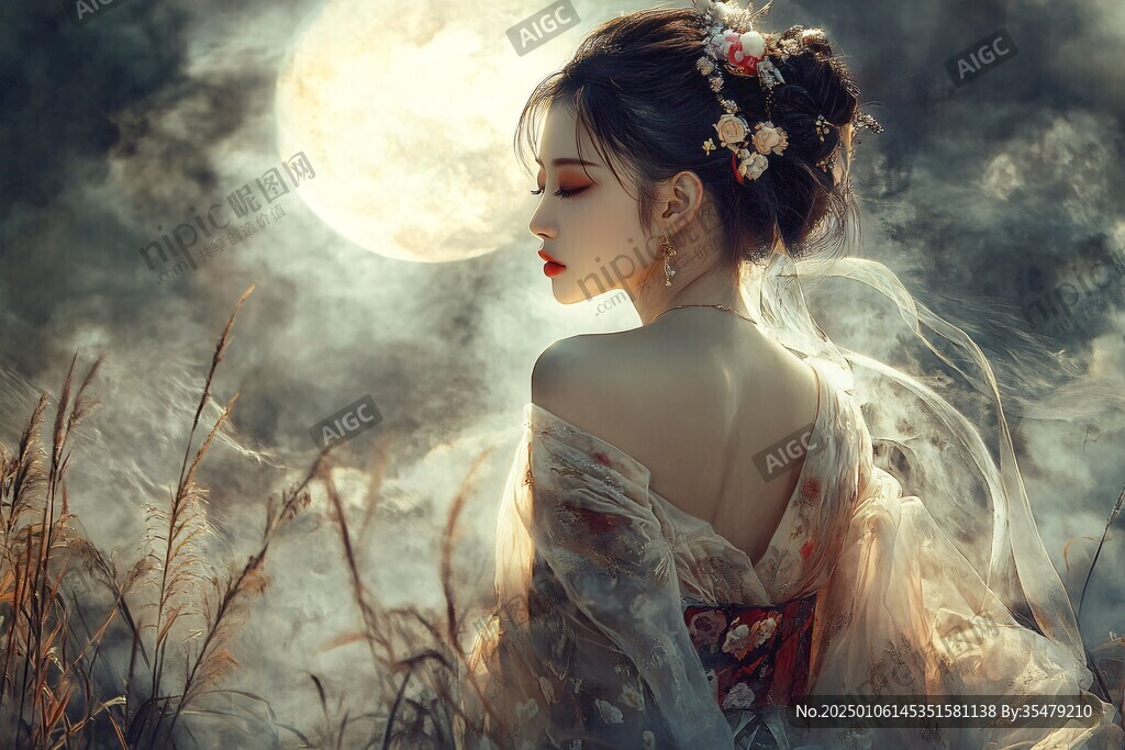 月下吹笛蘆葦搖蕩