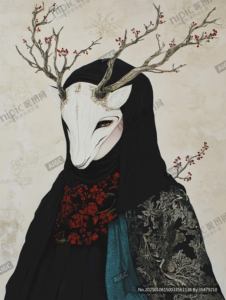 鶴鹿獸面