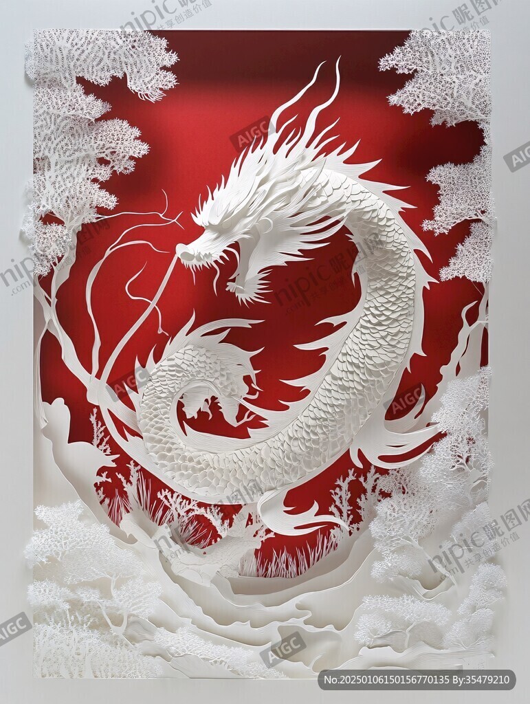 龍年紅金漸變插畫